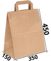 Бумажный крафт пакет с плоскими ручками 350/150/450