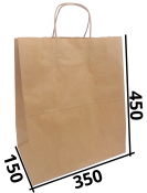 Бумажный крафт пакет с кручеными ручками 350/150/450