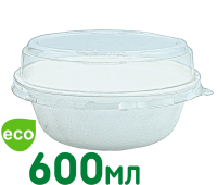 Биоразлагаемая миска с ПЛАСТИКОВОЙ КРЫШКОЙ 600мл