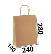 Бумажный крафт пакет с кручеными ручками 240/140/280