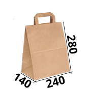 Бумажный крафт пакет с плоскими ручками 240/140/280