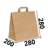 Бумажный крафт пакет с плоскими ручками 280/150/280