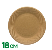 Тарелка бумажная "Крафт" 18см (плоская)