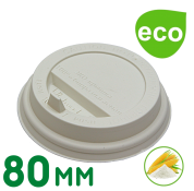 Биоразлагаемая крышка "БЕЛАЯ" 80мм (Кукурузный крахмал)