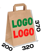 Бумажный пакет с плоскими ручками 320/200/370 мм с нанесением логотипа