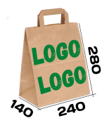 Бумажный пакет 240/140/280 мм с логотипом,с одной стороны, 1 цвет 500шт