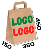 Бумажный пакет с плоскими ручками 350/150/450 мм с нанесением логотипа