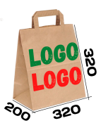 Бумажный пакет с плоскими ручками 320/200/320 мм с нанесением логотипа
