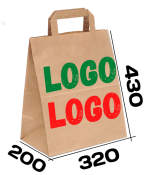 Бумажный пакет с плоскими ручками 320/200/430 мм с нанесением логотипа