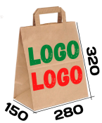 Бумажный пакет с плоскими ручками 280/150/320 мм с нанесением логотипа