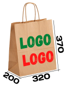 Бумажный пакет с кручеными ручками 320/200/370 мм с нанесением логотипа