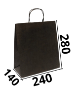 Бумажный крафт пакет "Черный" с кручеными ручками 240/140/280