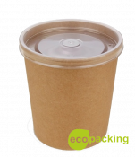 Картонная супница с пластик. крышкой 500мл крафт (Round Bowl 500)